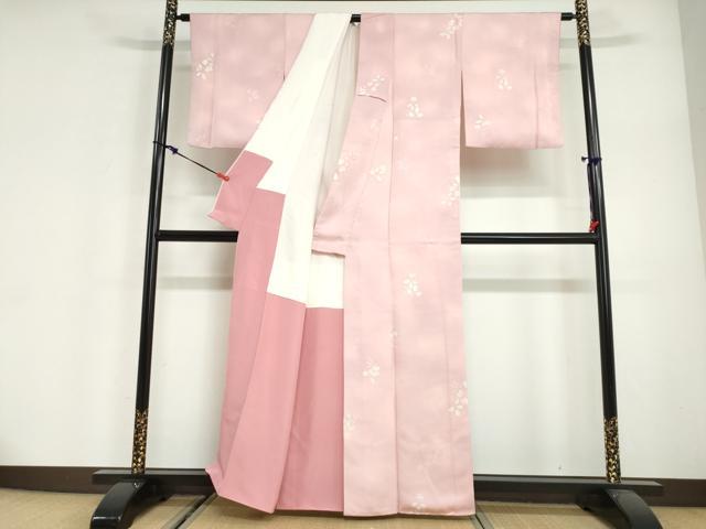 平和屋着物●上質な小紋 地紋起こし 草花文 正絹 逸品 DABG2944ud
