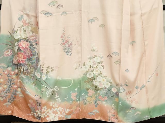 平和屋着物●訪問着 作家物 駒刺繍 花車文 暈し染め 金彩 正絹 逸品 DABG2949ud