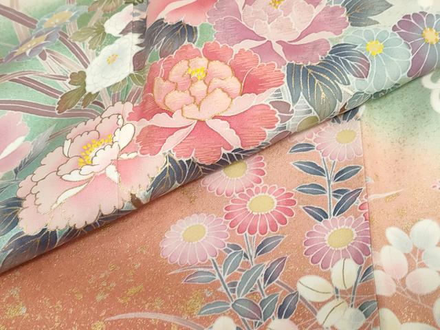 平和屋着物●訪問着 作家物 駒刺繍 花車文 暈し染め 金彩 正絹 逸品 DABG2949ud