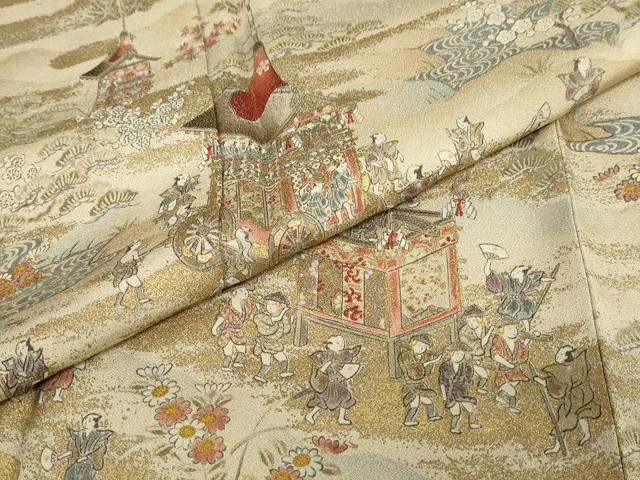 平和屋着物●訪問着 祇園祭 暈し染め 金彩 金通し地 正絹 逸品 DABG2951ud
