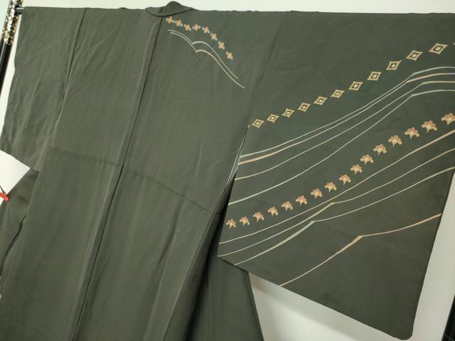平和屋着物●訪問着 駒刺繍 変わり縞花文 金彩 正絹 逸品 DABG2971ud