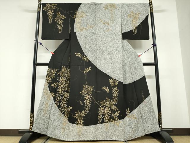 平和屋着物●英王室献上友禅作家 木下勝功 訪問着 藤花房 たたき染め 金彩 正絹 逸品 DABG2980ud