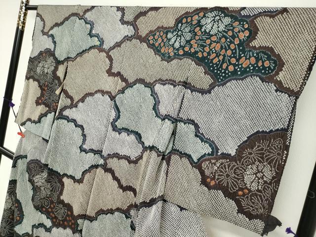 平和屋着物●訪問着 総絞り 雲取り草花文 上代230万 仮絵羽 正絹 逸品 未使用 DABG2985ud