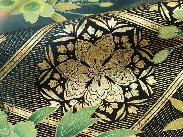 平和屋着物●豪華振袖 駒刺繍 御所車草花文 暈し染め 金彩 正絹 逸品 DABG2994ud
