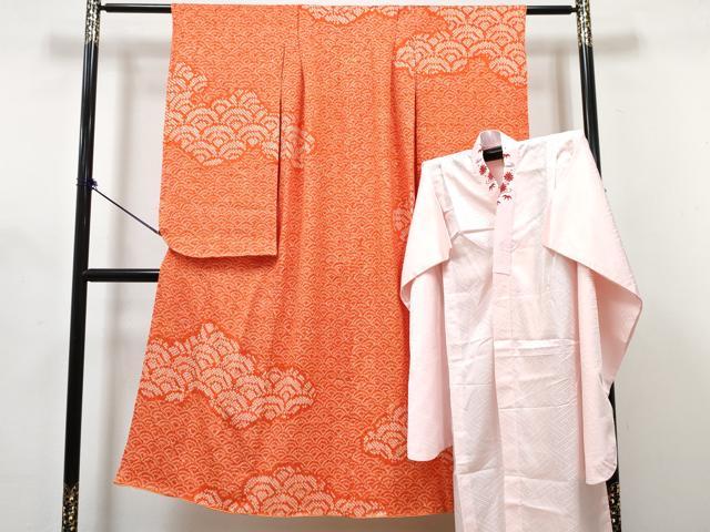 平和屋着物∵女の子 十三参り 子供 祝着・長襦袢(無双仕立て・半衿刺繍)セット 総絞り 雲取り青海波 逸品 DABG3317ma