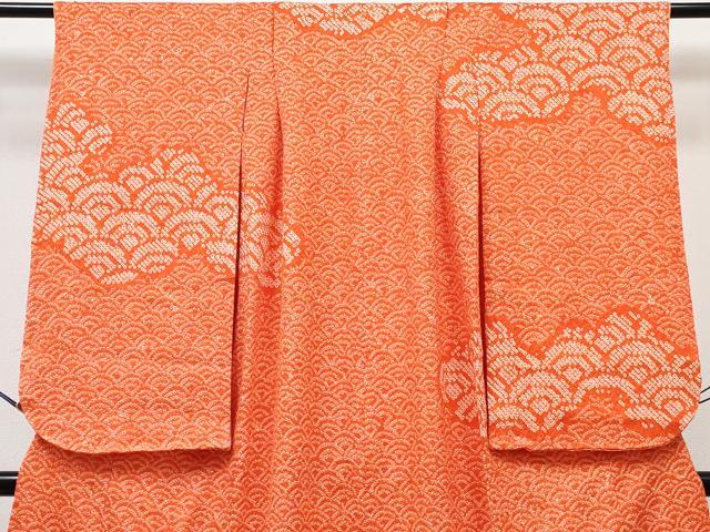 平和屋着物∵女の子 十三参り 子供 祝着・長襦袢(無双仕立て・半衿刺繍)セット 総絞り 雲取り青海波 逸品 DABG3317ma