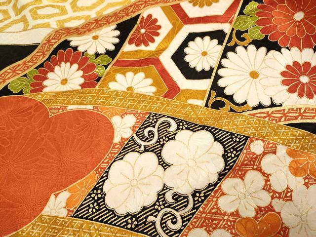 平和屋本店●豪華振袖 駒刺繍 吉祥花文 黒地 金彩 正絹 逸品 DABG3524du