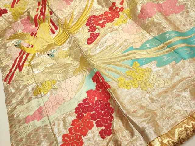 平和屋本店●色打掛 お引きずり 和装 婚礼 結婚式 花嫁 神社挙式 総刺繍 渡り橋尾長鳥花文 金銀糸 逸品 DABG3529du