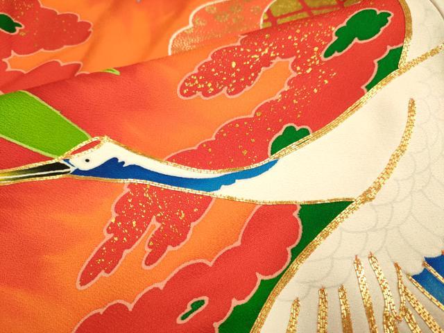 平和屋本店●お引きずり・お引き摺り・引き振袖 和装 結婚式 舞妓 芸妓 芸者 衣装 駒刺繍 飛鶴文 金彩 DABG3540du