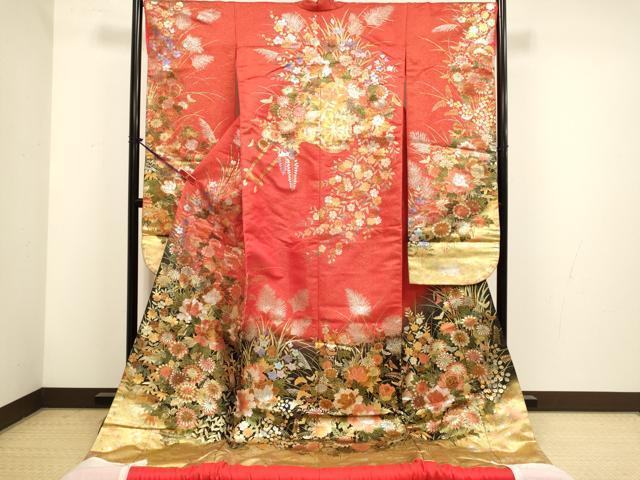 平和屋本店●色打掛 お引きずり 和装 婚礼 結婚式 花嫁 神社挙式 花車文 金銀彩 金通し地 逸品 DABG3548du