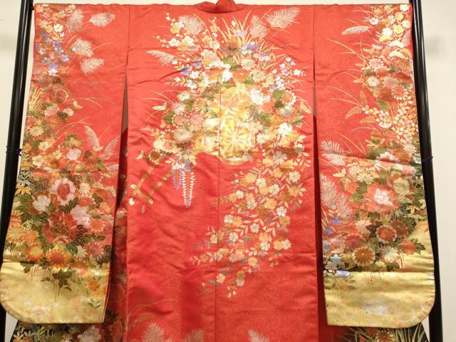 平和屋本店●色打掛 お引きずり 和装 婚礼 結婚式 花嫁 神社挙式 花車文 金銀彩 金通し地 逸品 DABG3548du