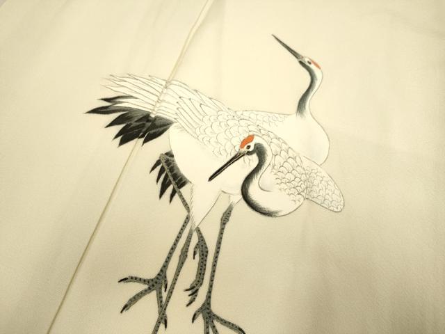 平和屋着物▼訪問着 手描き 群鶴 正絹 逸品 DABG3576du