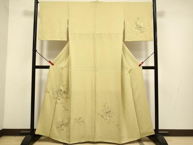 平和屋着物▼中国三大刺繍 スワトウ刺繍 汕頭刺繍 相良刺繍 総刺繍 訪問着 冊子花文 金糸 正絹 逸品 DABG3582du