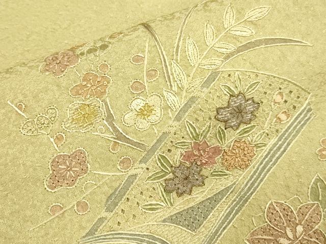 平和屋着物▼中国三大刺繍 スワトウ刺繍 汕頭刺繍 相良刺繍 総刺繍 訪問着 冊子花文 金糸 正絹 逸品 DABG3582du