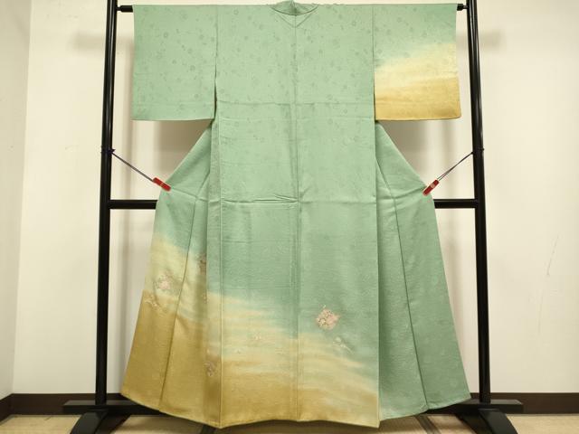 平和屋着物▼中国三大刺繍 スワトウ刺繍 汕頭刺繍 総刺繍 訪問着 雪輪花文 暈し染め 正絹 逸品 DABG3588du