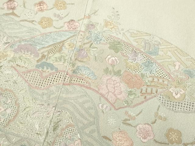 平和屋着物▼中国三大刺繍 スワトウ刺繍 汕頭刺繍 総刺繍 訪問着 地紙吉祥花文 正絹 逸品 DABG3591du