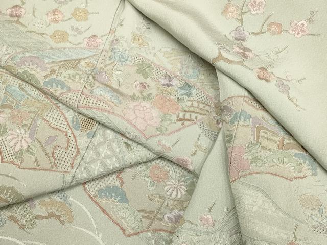 平和屋着物▼中国三大刺繍 スワトウ刺繍 汕頭刺繍 総刺繍 訪問着 地紙吉祥花文 正絹 逸品 DABG3591du