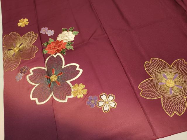 平和屋着物▼豪華振袖 駒刺繍 総刺繍 舞桜文 暈し染め 金糸 正絹 逸品 DABG3592du