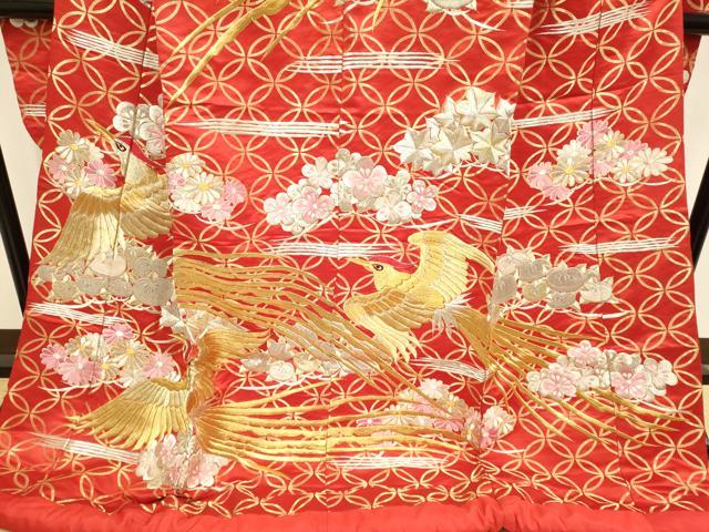 平和屋本店●色打掛 お引きずり 和装 婚礼 結婚式 花嫁 神社挙式 総刺繍 尾長鳥花文 金銀糸 逸品 DABG3600du