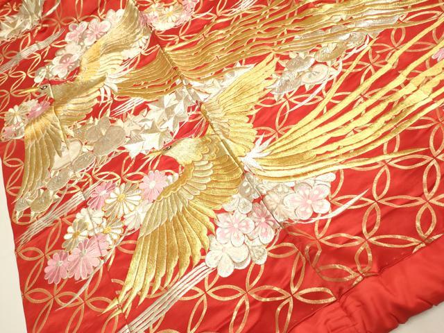 平和屋本店●色打掛 お引きずり 和装 婚礼 結婚式 花嫁 神社挙式 総刺繍 尾長鳥花文 金銀糸 逸品 DABG3600du