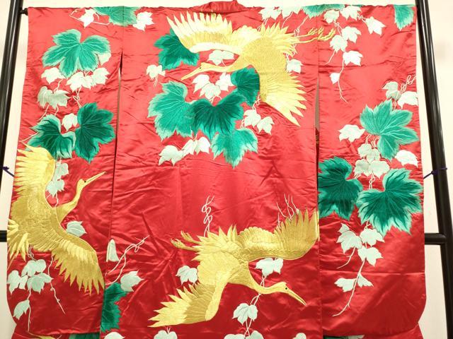 平和屋本店●色打掛 お引きずり 和装 婚礼 結婚式 花嫁 神社挙式 総刺繍 飛鶴蔦の葉文 金糸 逸品 DABG3602du