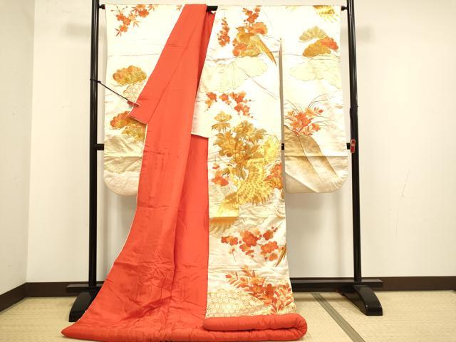 平和屋本店●色打掛 お引きずり 和装 婚礼 結婚式 花嫁 神社挙式 駒刺繍 総刺繍 飛鶴孔雀花松文 金彩 逸品 DABG3606du