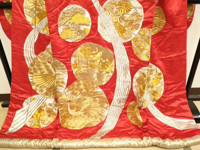 平和屋本店●色打掛 お引きずり 和装 婚礼 結婚式 花嫁 神社挙式 総刺繍 飛鶴御所車吉祥花文 金銀糸 逸品 DABG3607du