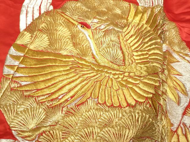 平和屋本店●色打掛 お引きずり 和装 婚礼 結婚式 花嫁 神社挙式 総刺繍 飛鶴御所車吉祥花文 金銀糸 逸品 DABG3607du
