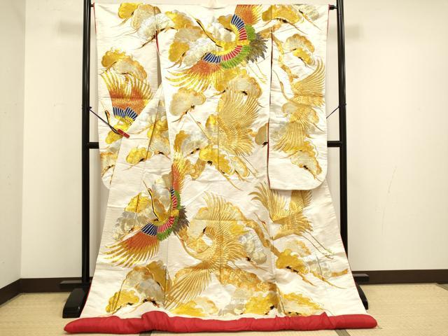 平和屋本店●色打掛 お引きずり 和装 婚礼 結婚式 花嫁 神社挙式 駒刺繍 総刺繍 飛鶴松文 金銀糸 逸品 DABG3608du