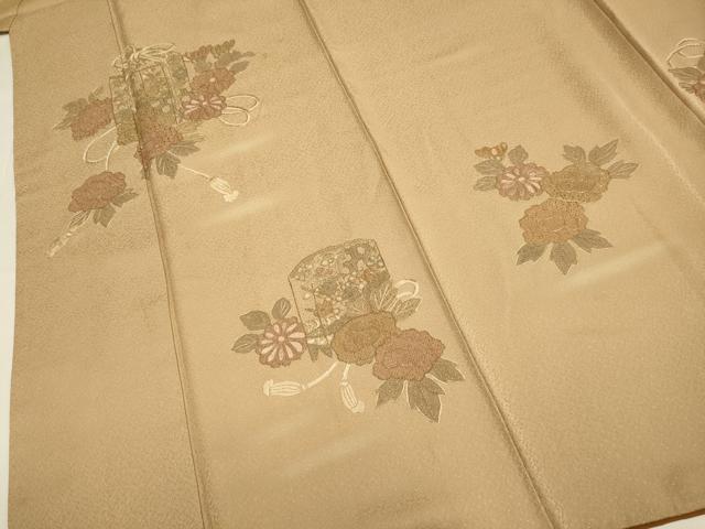 平和屋着物▼中国三大刺繍 スワトウ刺繍 汕頭刺繍 相良刺繍 総刺繍 訪問着 貝桶花文 金糸 正絹 逸品 DABG3615du