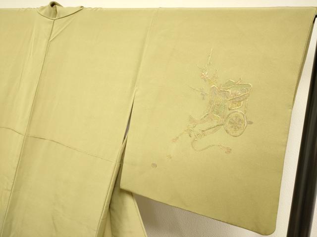 平和屋着物▼中国三大刺繍 スワトウ刺繍 汕頭刺繍 相良刺繍 総刺繍 訪問着 地紙御所車花文 暈し染め 金糸 正絹 逸品 DABG3616du