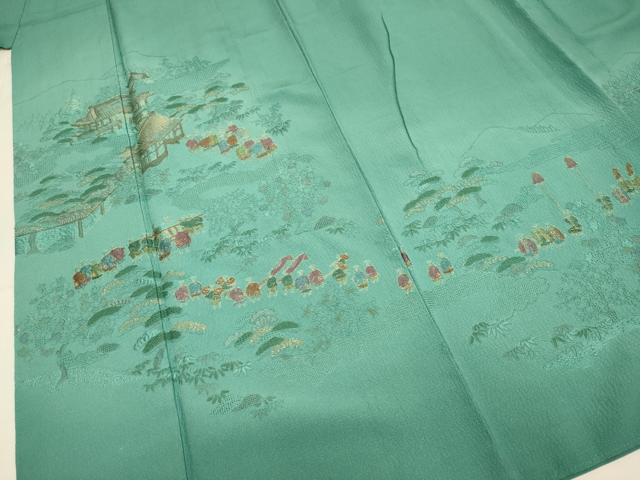 平和屋着物▼中国三大刺繍 スワトウ刺繍 汕頭刺繍 総刺繍 訪問着 大名行列 暈し染め 金糸 正絹 逸品 DABG3618du