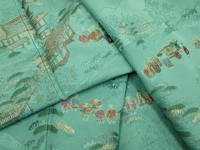 平和屋着物▼中国三大刺繍 スワトウ刺繍 汕頭刺繍 総刺繍 訪問着 大名行列 暈し染め 金糸 正絹 逸品 DABG3618du
