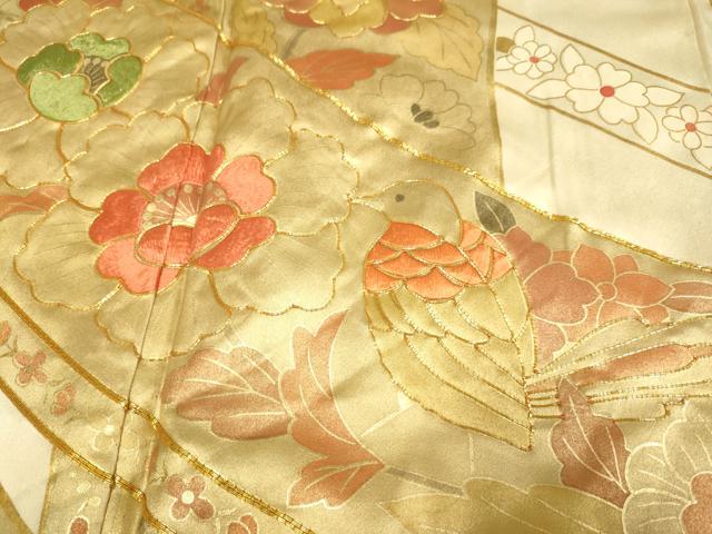 平和屋着物▼豪華振袖 駒刺繍 花鳥文 金彩 正絹 逸品 DABG3619du