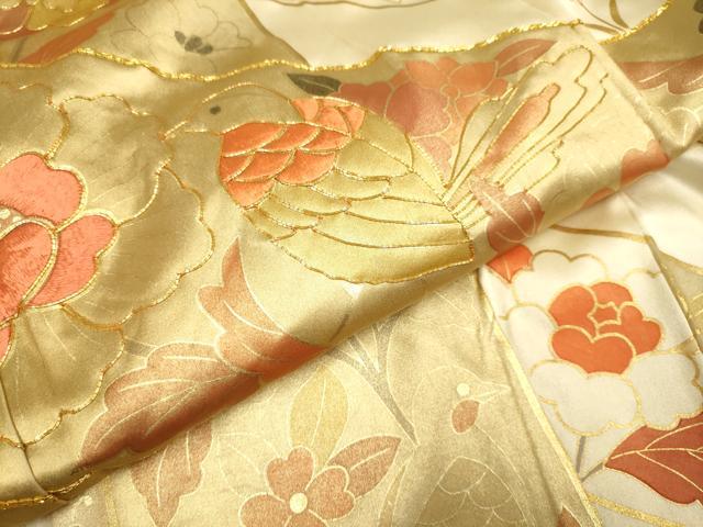 平和屋着物▼豪華振袖 駒刺繍 花鳥文 金彩 正絹 逸品 DABG3619du