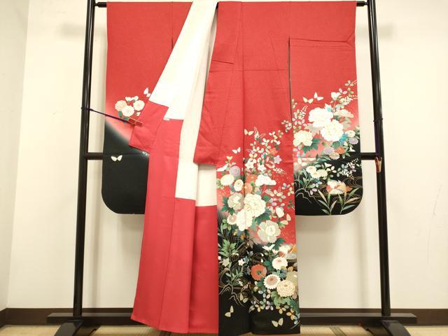 平和屋着物▼豪華振袖 立波鴛鴦花文 暈し染め 金銀彩 金通し地 正絹 逸品 DABG3632du
