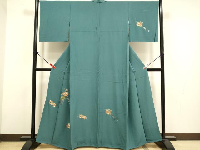 平和屋着物▼訪問着 総刺繍 簪花蝶文 金糸 正絹 逸品 DABG3653du
