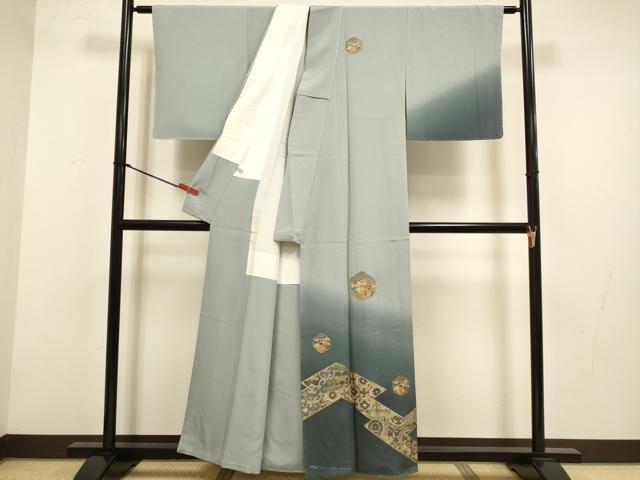 平和屋着物▼訪問着 総刺繍 花鳥文 暈し染め 金銀彩 正絹 逸品 DABG3660du