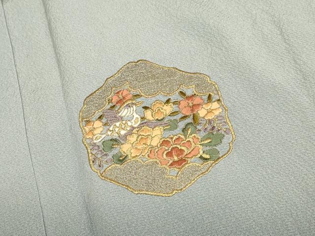 平和屋着物▼訪問着 総刺繍 花鳥文 暈し染め 金銀彩 正絹 逸品 DABG3660du