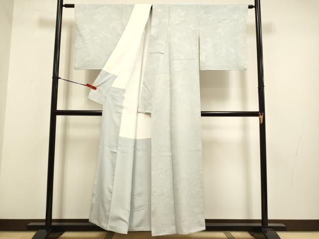 平和屋着物▼上質な色無地 雲取立波青海波地紋 素色 正絹 逸品 DABG3680du