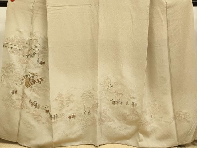 平和屋着物▼中国三大刺繍 スワトウ刺繍 汕頭刺繍 総刺繍 訪問着 大名行列 暈し染め 金糸 正絹 逸品 DABG3686du