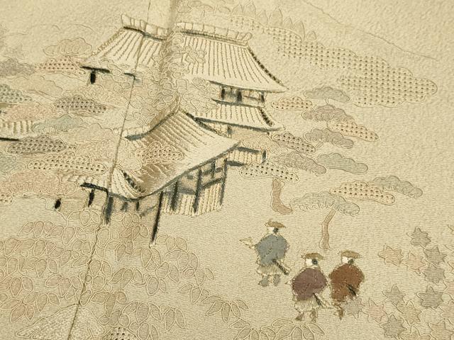 平和屋着物▼中国三大刺繍 スワトウ刺繍 汕頭刺繍 総刺繍 訪問着 大名行列 暈し染め 金糸 正絹 逸品 DABG3686du