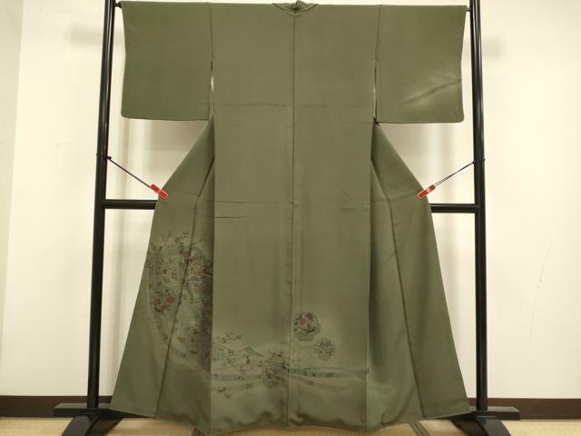平和屋着物▼中国三大刺繍 スワトウ刺繍 汕頭刺繍 総刺繍 訪問着 几帳雪輪飛鶴花文 暈し染め 正絹 逸品 DABG3688du