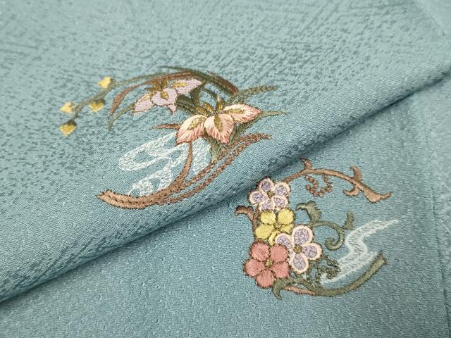 平和屋着物▼訪問着 総刺繍 草花文 正絹 逸品 DABG3699du