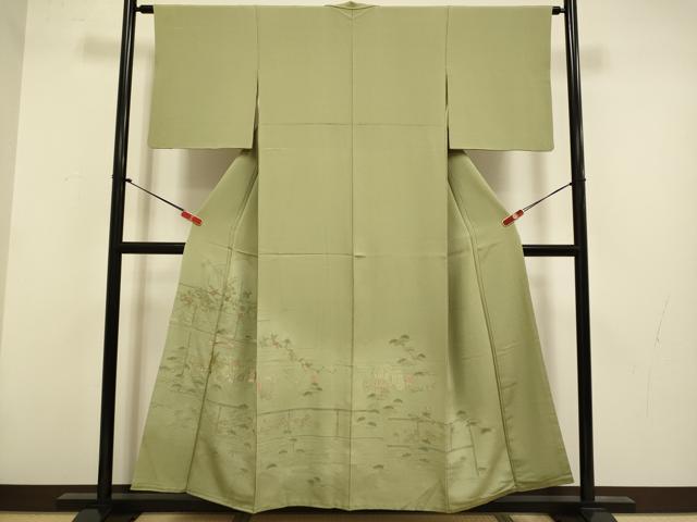 平和屋着物▼中国三大刺繍 スワトウ刺繍 汕頭刺繍 総刺繍 訪問着 大名行列 暈し染め 金糸 正絹 逸品 DABG3700du