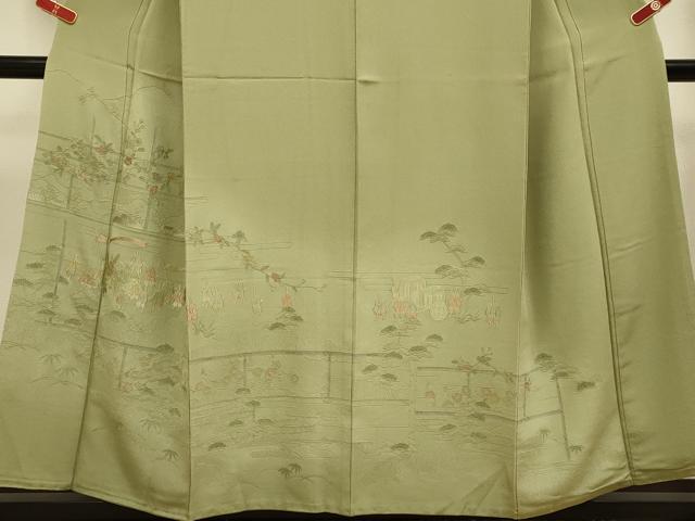 平和屋着物▼中国三大刺繍 スワトウ刺繍 汕頭刺繍 総刺繍 訪問着 大名行列 暈し染め 金糸 正絹 逸品 DABG3700du