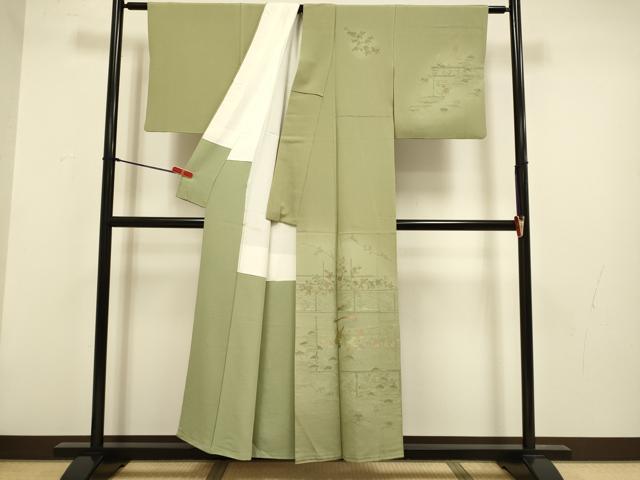 平和屋着物▼中国三大刺繍 スワトウ刺繍 汕頭刺繍 総刺繍 訪問着 大名行列 暈し染め 金糸 正絹 逸品 DABG3700du