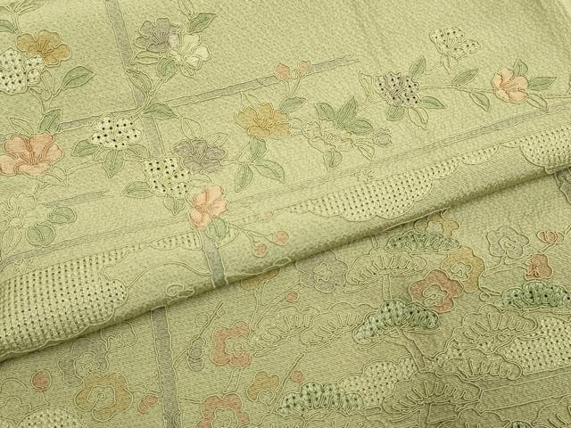 平和屋着物▼中国三大刺繍 スワトウ刺繍 汕頭刺繍 総刺繍 訪問着 大名行列 暈し染め 金糸 正絹 逸品 DABG3700du