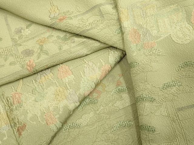 平和屋着物▼中国三大刺繍 スワトウ刺繍 汕頭刺繍 総刺繍 訪問着 大名行列 暈し染め 金糸 正絹 逸品 DABG3700du