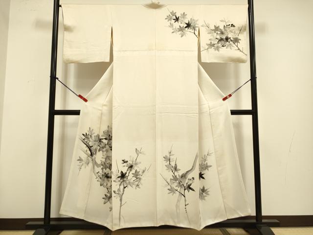平和屋着物▼訪問着 手描き 枝楓文 正絹 逸品 DABG3715du